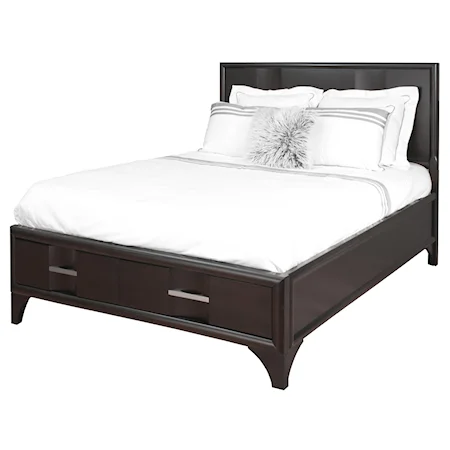 Contemporary California King Platform Bed with Storage Footboard